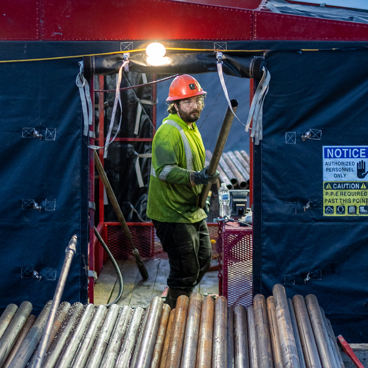 Diamond drilling crew working on a remote job site